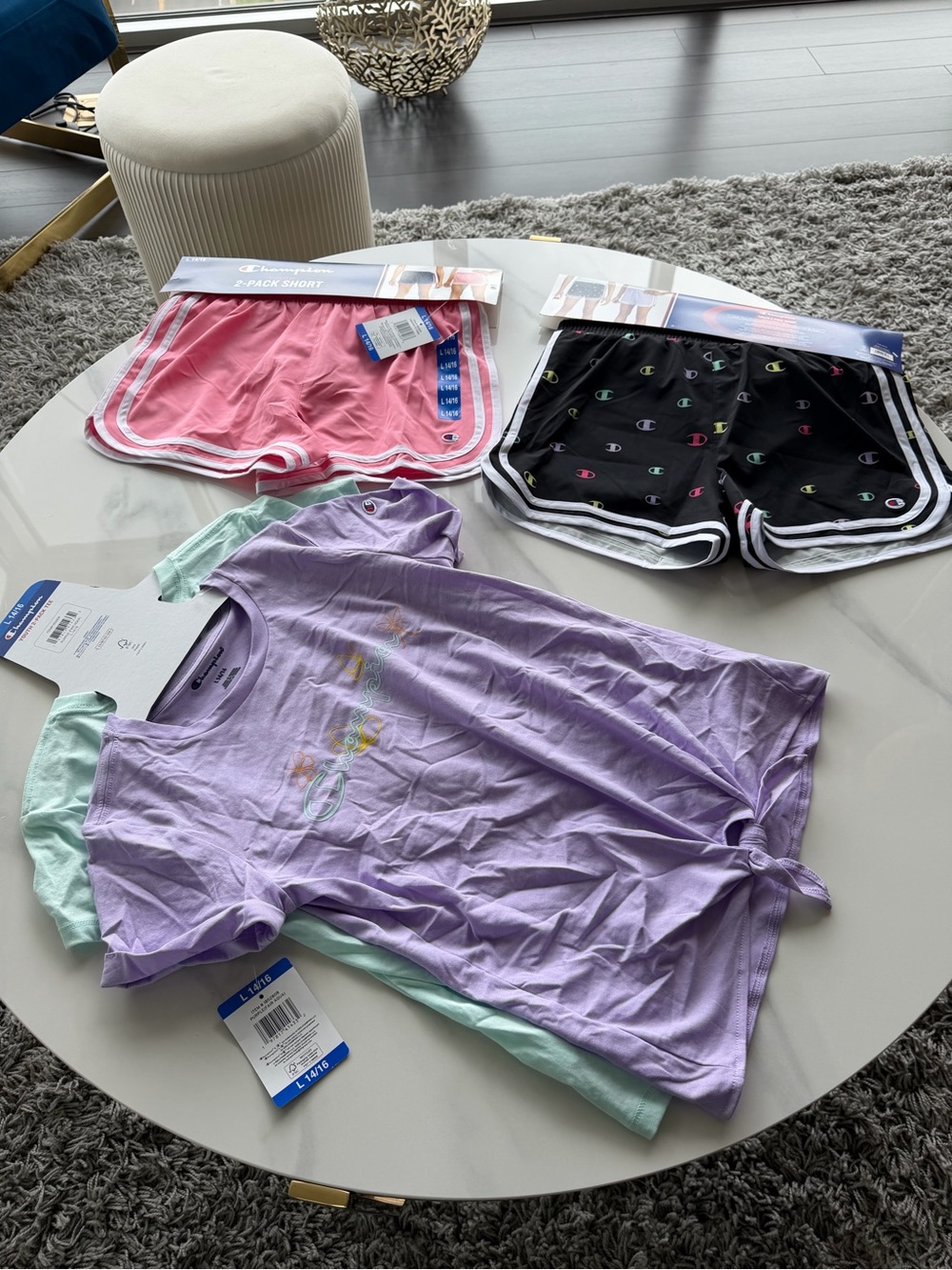 Champion Women’s Black Logo-Print Lounge Shorts & Pastel Tee Set